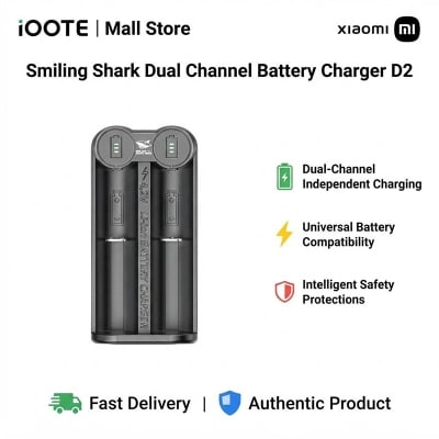 Picture of Smiling Shark Dual Channel Battery Charger D2 - Black