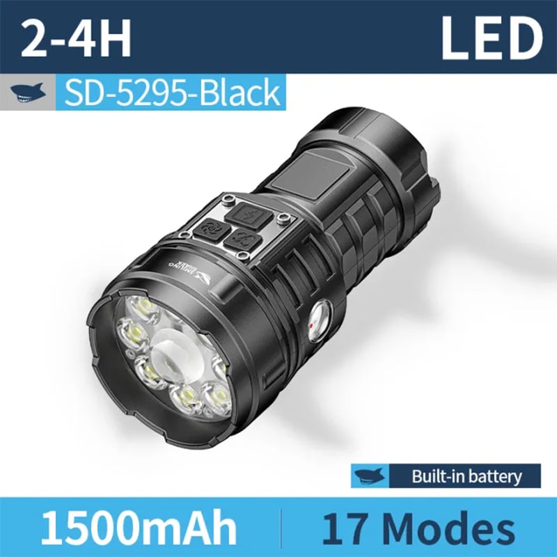 Picture of Smiling Shark Super Bright Flashlight Model SD5295 | 3 Months Warranty - Black