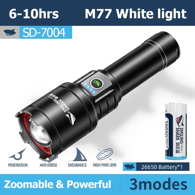 Picture of Smiling Shark Powerful FlashLight Led Touch Light SD7004 | 3 Months Warranty - Black