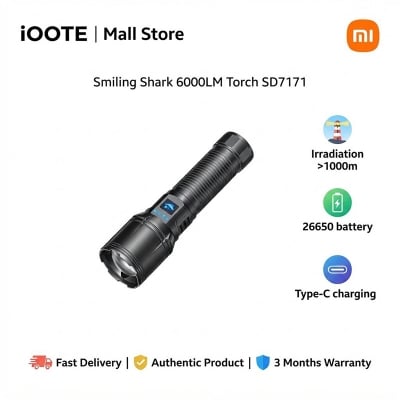 Picture of Smiling Shark 6000LM Torch SD7171 | 3 Months Warranty - Black