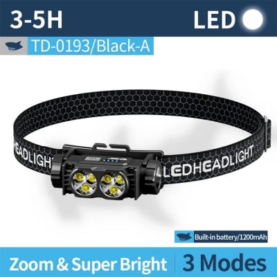 Picture of Smiling Shark 6LED Headlight1200mah 3Mode Model TD0193A | 3 Months Warranty - Black