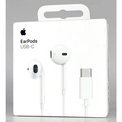 Picture of Apple EarPods USB C Wired Earphones Built In Remote Music Calls Volume Control 1 Year Warranty Stereo Headphones Single Piece - White