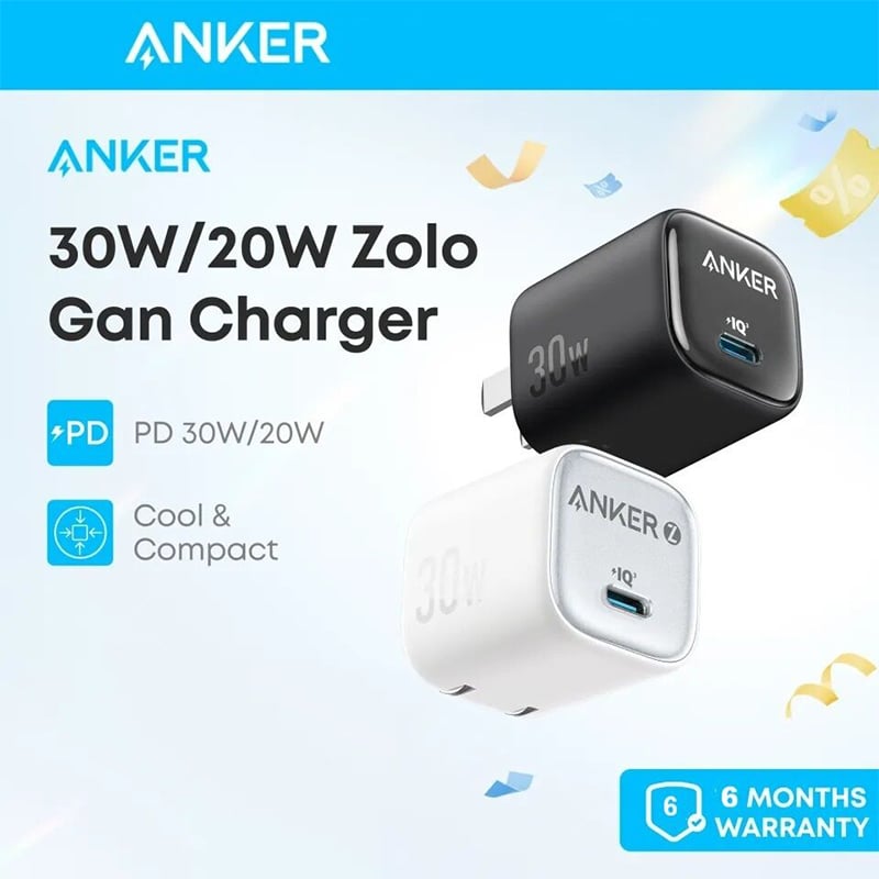 Picture of Anker Zolo Power GaN 30W USB C Charger PIQ 3.0 Foldable PPS FastCharger for iPhone 16 Pro Max 15 Pro Max 14 Pro/13ProMax, Galaxy,iPad