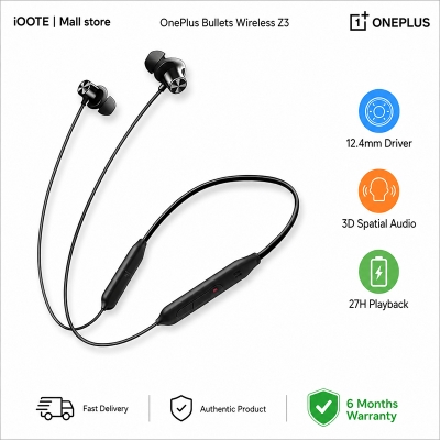 Picture of OnePlus Bullet Wireless Z3 Bluetooth Neckband | 12.4mm Driver, 3D Spatial Audio, 10 Min Charge 27H Playback | 6 Months Warranty