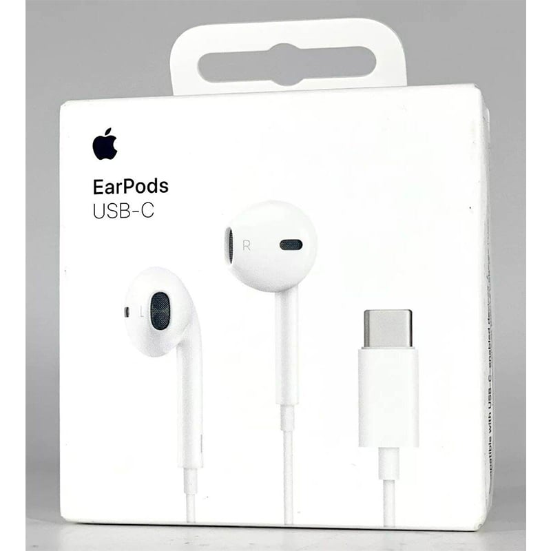 Picture of Apple EarPods USB C Wired Earphones Built In Remote Music Calls Volume Control 1 Year Warranty Stereo Headphones Single Piece - White