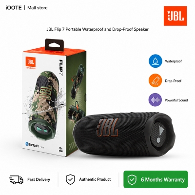 Picture of [Original] JBL Flip 7 Portable Waterproof and Drop-Proof Speaker, Bold JBL Pro Sound with AI Boost, 16Hrs of Playtime, and PushLock System with Interchangeable Accessories | 6 Months warranty
