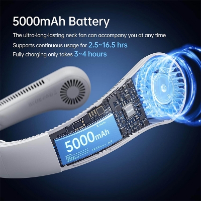 Picture of JISULIFE Neck Fan Life4, Neckbrace Personal Hands Free, 5 Speed Gears Adjustment, 5000 mAh Wearable Bladeless Quiet Rechargeable for Outdoor Indoor, Gifts for Women Men - Multicolor