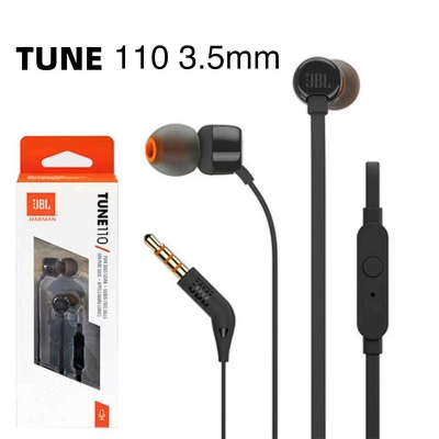 Picture of [ORIGINAL] JBL TUNE 110 Wired Headphones Pure Bass Sound 3.5mm In-Ear Headphones With Mic Stereo Music Earbuds Sports Earphones - Black