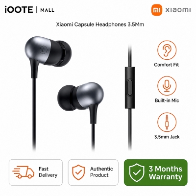 Picture of Xiaomi Capsule Earphone  3.5mm In-Ear Stereo Headset With Microphone Wire Control Headphone - Black