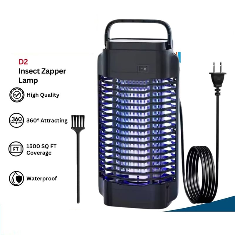 Picture of Xiaomi Qualitell D2 Electric Mosquito Repellent 4200V High Volts 18W Bulb Bug Waterproof Zapper Mosquito Killer Lamp High Voltage UV Lamp Repellent Hangable for Indoor Outdoor Park Restaurant Store Office 4200v Instantly Kill mosquito - Black