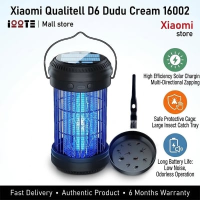 Picture of Xiaomi Qualitell D6 Dudu Cream 16002 Solar Mosquito Killer — 3-in-1 Electric Bug Zapper for Outdoor Use, Solar-Powered Insect Repellent Lamp | 6 Months Warranty - Black