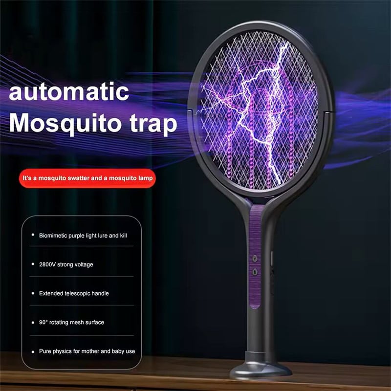 Picture of Xiaomi Qualitell L3 Rechargeable Electric Mosquito Swatter 3-in-1 Mosquito Killer Lamp - USB Rechargeable Telescopic Mosquito Swatter Bat with Multifunctional Angle Design - Black