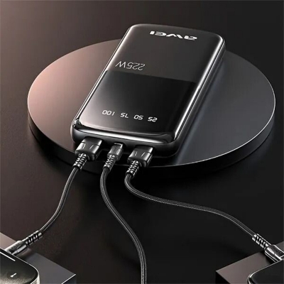 Picture of AWEI P10K 10000mAh Fast Charging 22.5W Dual USB Output Ports Digital Display Power Bank - Black