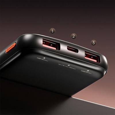 Picture of AWEI P10K 10000mAh Fast Charging 22.5W Dual USB Output Ports Digital Display Power Bank - Black