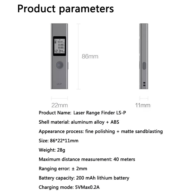 Picture of Xiaomi ATuMan LS-P 40m Laser Range Finder High Precision Infrared Measurement - Grey