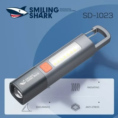 Picture of Xiaomi Smiling Shark SD1023 LED Multifunctional Powerfull Flashlight with Hook Camping Light USB Rechargeable Zoomable - Grey