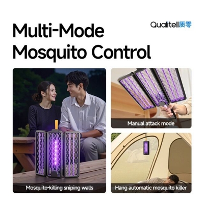 Picture of Xiaomi Qualitell V3 Electric Mosquito Fly Insect Zapper W/UV Lamp 3-in-1 Transformable Bug Zapper with 18 Violet Bug Light Beads, Electric Fly Swatter 5-Layer, 3000mAh Rechargeable Mosquito Zapper, Portable Fly Killer - Black