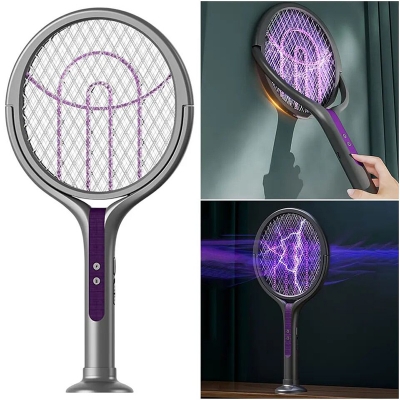 Picture of Xiaomi Qualitell L3 Rechargeable Electric Mosquito Swatter 3-in-1 Mosquito Killer Lamp - USB Rechargeable Telescopic Mosquito Swatter Bat with Multifunctional Angle Design - Black