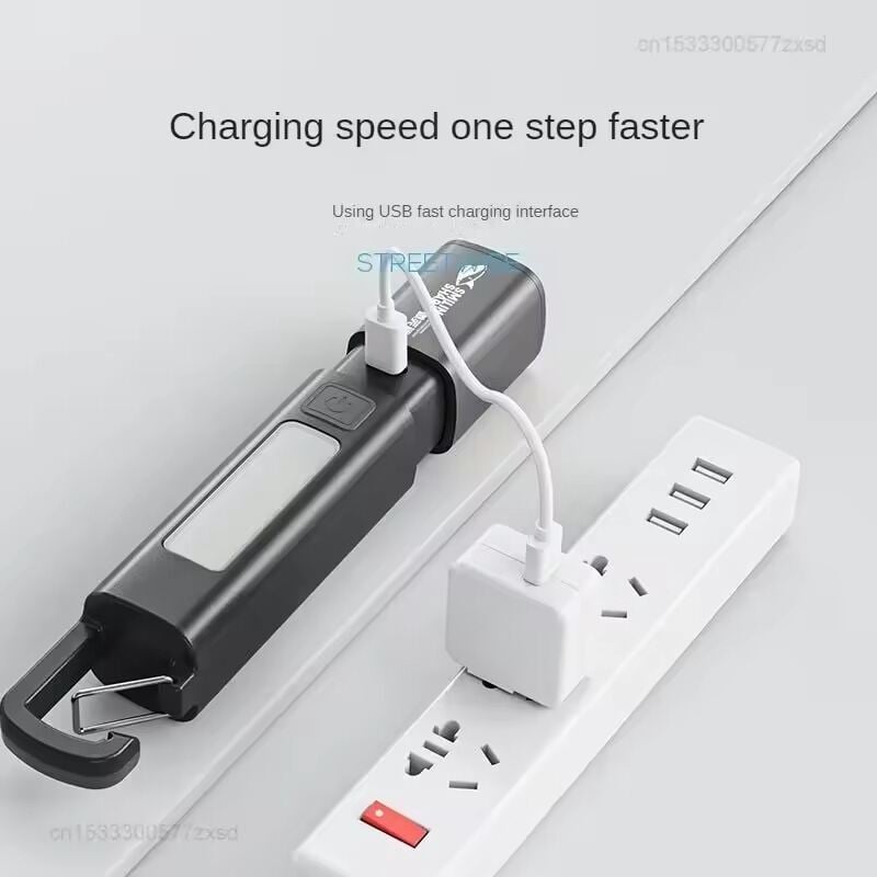 Picture of Xiaomi Smiling Shark SD1023 LED Multifunctional Powerfull Flashlight with Hook Camping Light USB Rechargeable Zoomable - Grey