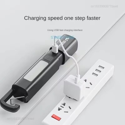 Picture of Xiaomi Smiling Shark SD1023 LED Multifunctional Powerfull Flashlight with Hook Camping Light USB Rechargeable Zoomable - Grey