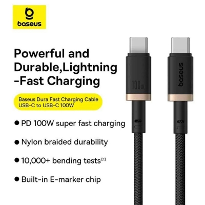 Picture of Baseus Dura Fast Charging Cable Type-C to Type-C 100W 1M - Black