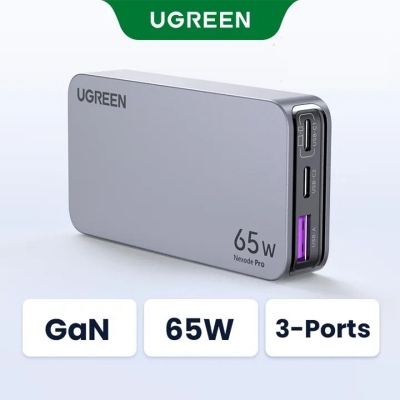 Picture of UGREEN Nexode Pro 65W GaN USB C Slim Wall Charger, 3-Port Compact Fast PPS Charger for iPhone 17/16/15 Series, MacBook Air, iPad Pro, Galaxy S25/S24, Pixel 10/9, Steam Deck - Grey