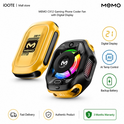 Picture of MEMO CX12 Gaming Phone Cooler Fan with Digital Display | AI Temp Control & Backup Battery | 3 Months Warranty - Multicolor