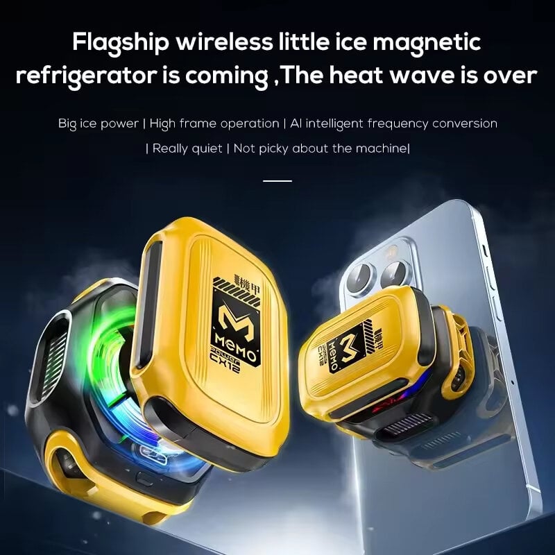 Picture of MEMO CX12 Gaming Phone Cooler Fan with Digital Display | AI Temp Control & Backup Battery | 3 Months Warranty - Multicolor