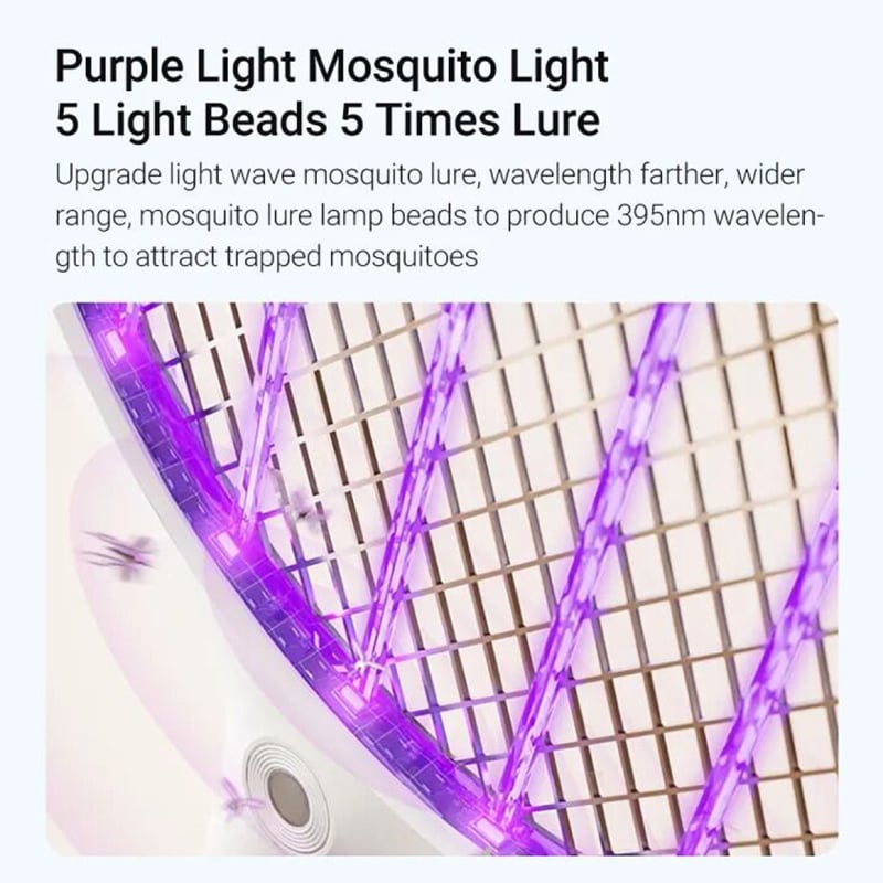 Picture of Xiaomi Qualitell L1 Retractable Electric Mosquito Swatter 2500V High Voltage 2000mAh Battery Household Rechargeable Mosquito Killer With LED Green Light - White