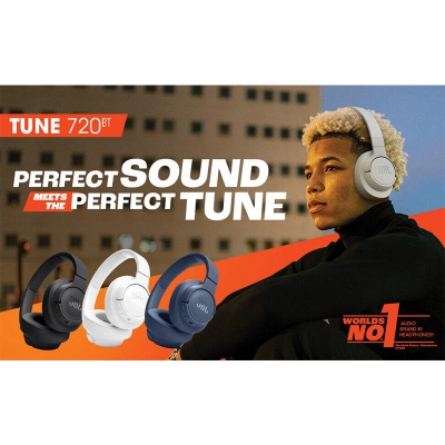Picture of [ORIGINAL] JBL TUNE 720BT Headworn Wireless Earphones with Pure Low Frequency Sound Effects Bluetooth 5.3 Handsfree Calling - White