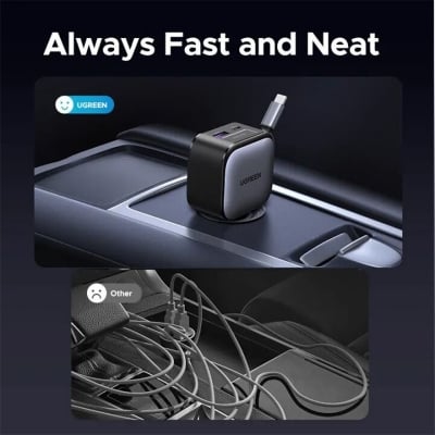 Picture of UGREEN 145W 90W 60W Muti Ports Car Charger with USB-C Retractable Cable for Samsung S26 Ultra S25 Ultra iPhone 16 Pro Max iPhone 17 Pro Max