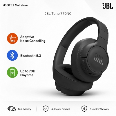 Picture of [Original] JBL Tune 770NC Adaptive Noise Cancelling Wireless Over-Ear Headphones, Pure Bass Sound, Smart Ambient, Bluetooth 5.3, Le Audio, VoiceAware, 70H Battery, Multi-Point Connect - Black - Black