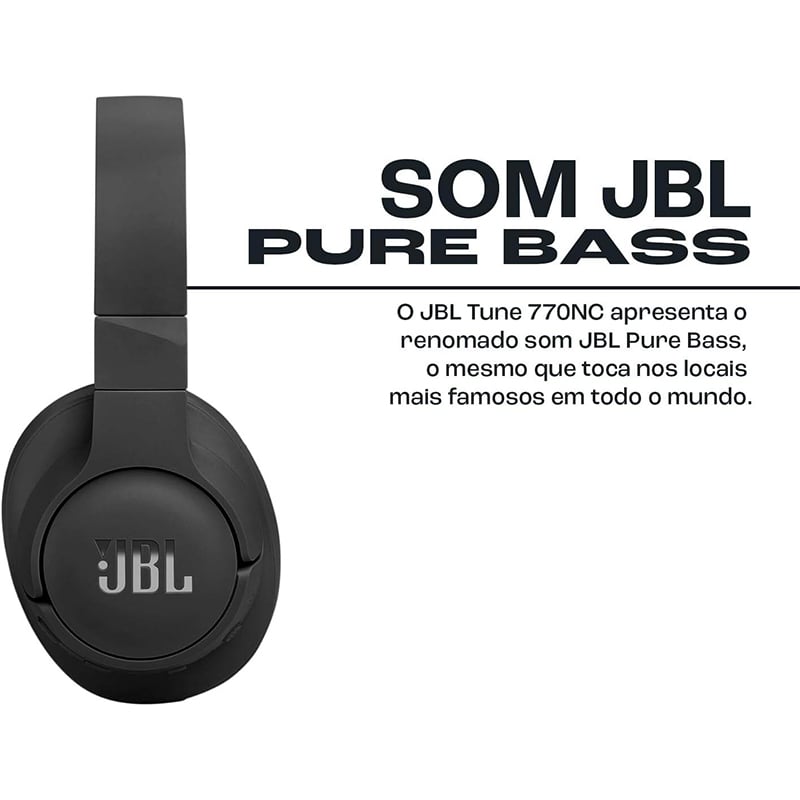 Picture of [Original] JBL Tune 770NC Adaptive Noise Cancelling Wireless Over-Ear Headphones, Pure Bass Sound, Smart Ambient, Bluetooth 5.3, Le Audio, VoiceAware, 70H Battery, Multi-Point Connect - Black - Black