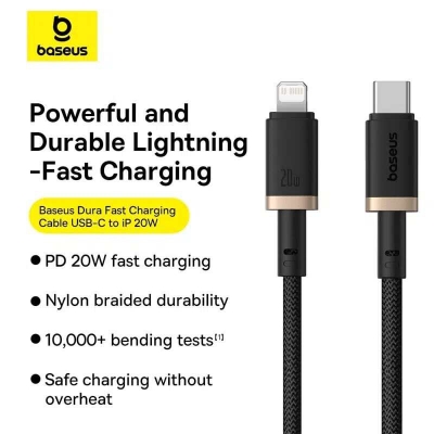 Picture of Baseus Dura Series 20W Type-C to Lightning Fast Charging Cable 1M - Black
