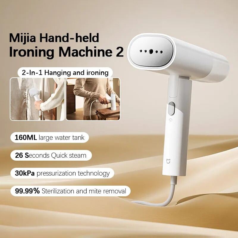 Picture of Xiaomi Mijia Handheld Garment Steamer 2 Portable Foldable Ironing 1300W Mite Removal Household Travel Clothes Hanging Steam Iron Machine - White