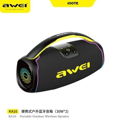 Picture of Awei KA16 Double Horn Portable Bluetooth Speaker RGB Light Outdoor Speaker with 6000mAh High-Capacity Handheld Design Support Battery Level Indication - Multi Color