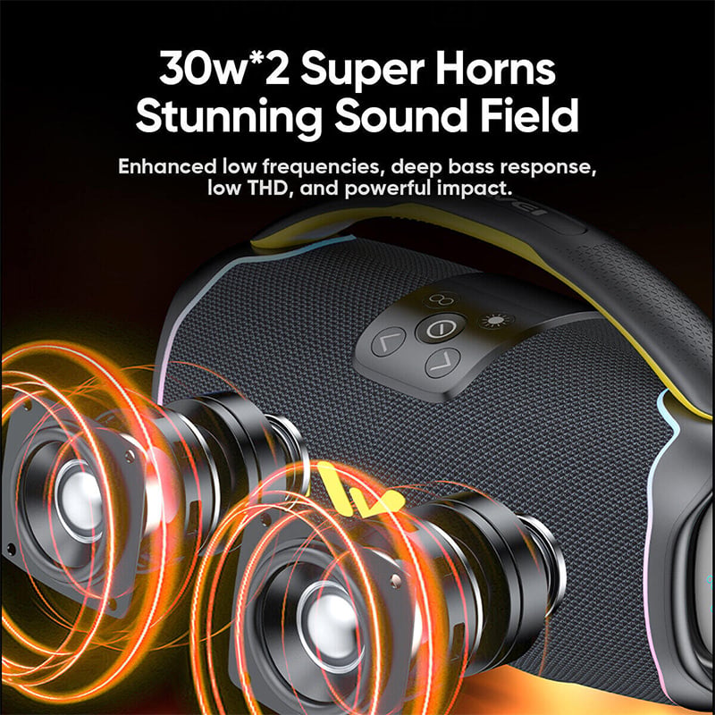 Picture of Awei KA16 Double Horn Portable Bluetooth Speaker RGB Light Outdoor Speaker with 6000mAh High-Capacity Handheld Design Support Battery Level Indication - Multi Color