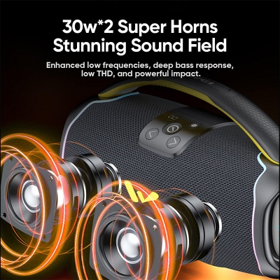 Picture of Awei KA16 Double Horn Portable Bluetooth Speaker RGB Light Outdoor Speaker with 6000mAh High-Capacity Handheld Design Support Battery Level Indication - Multi Color