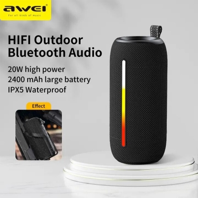 Picture of Awei Y788 RGB Bluetooth outdoor speaker IPX6 Waterproof Handle strap portable TWS series connection Support TF USB AUX Speaker - Black