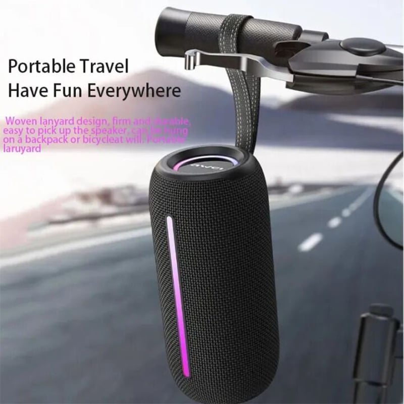 Picture of Awei Y788 RGB Bluetooth outdoor speaker IPX6 Waterproof Handle strap portable TWS series connection Support TF USB AUX Speaker - Black