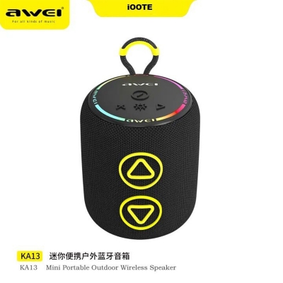 Picture of Awei KA13 TWS Portable Outdoor Bluetooth 5.3 speaker IPX5 Waterproof 66mm HiFi stereo Horn Heavy bass wireless speakers for cute music home Cycling - Black