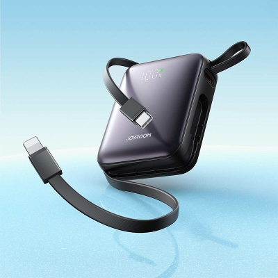 Picture of JOYROOM JR-PBF27 10000mAh 22.5W Mini Power Bank Charger with Built-In Dual Cables - Black