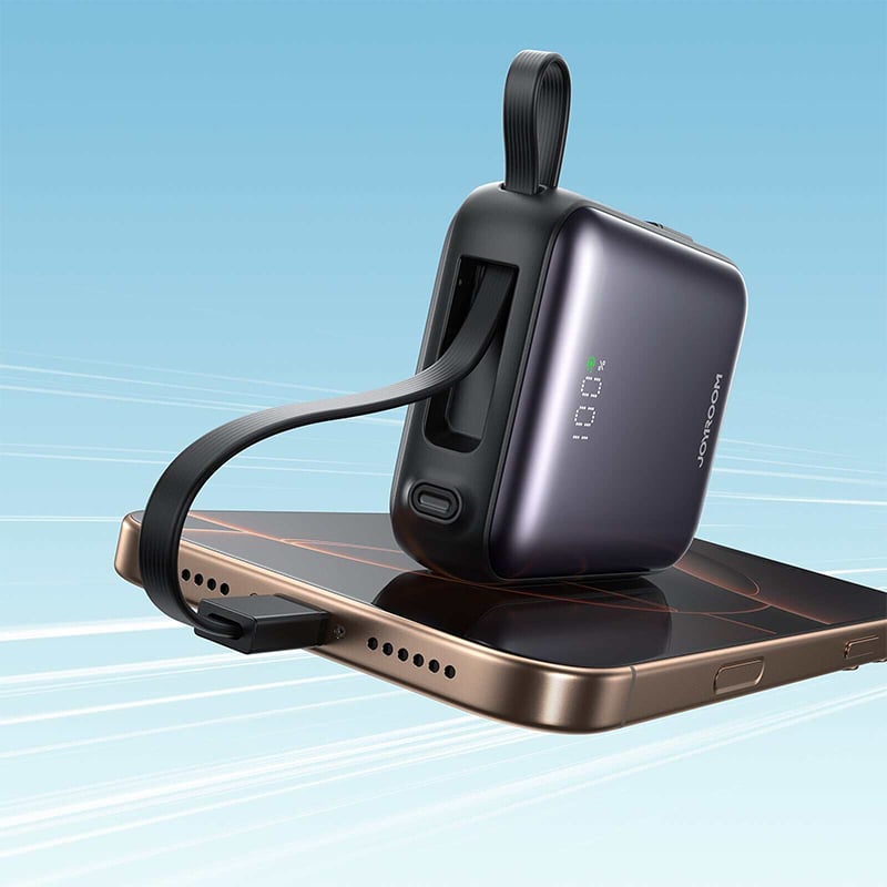 Picture of JOYROOM JR-PBF27 10000mAh 22.5W Mini Power Bank Charger with Built-In Dual Cables - Black