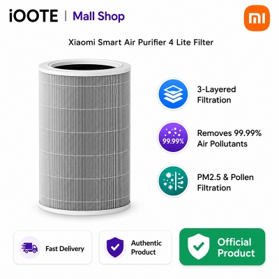 Picture of Xiaomi Smart Air Purifier 4 Lite Filter with 3-layer filtration, PM2.5 and pollen filtration, pet hair capture, odour elimination, and up to 99.99% air pollutant removal - Grey