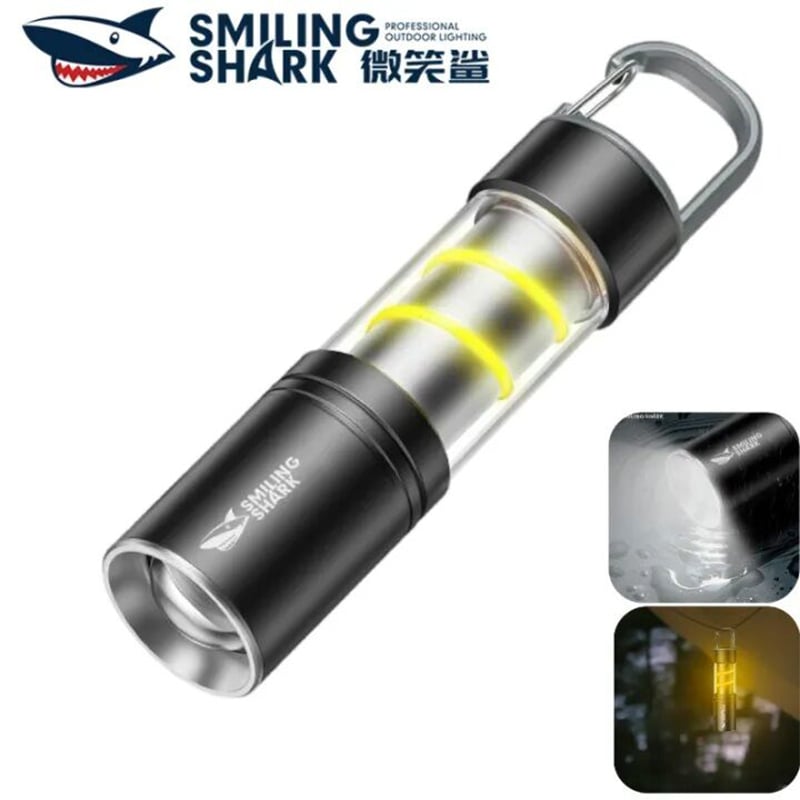 Picture of Smiling shark SD5241 LED Mini Flashlight 3Mode KeyChain Light Type-c Rechargeable Torch Light White warm Light Waterproof Lightweight Outdoor Camping Light - Grey