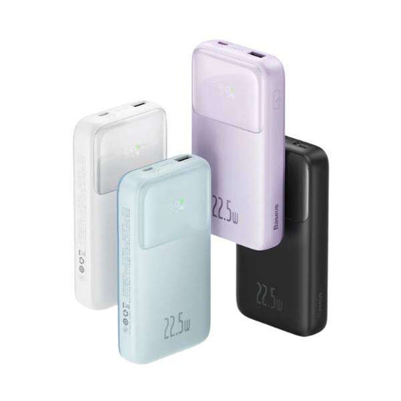 Picture of Baseus Comet Series Dual-Cable Digital Display Fast Charge Power Bank 20000mAh 22.5W Black - With Simple Series Charging Cable USB to Type-C 30cm - Pink