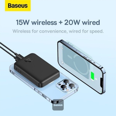 Picture of Baseus Magsafe Power Bank 10000mah Magnetic Wireless Charging PD 20W Fast Charging with Cable for iPhone 14 13 12 Pro Max - Black