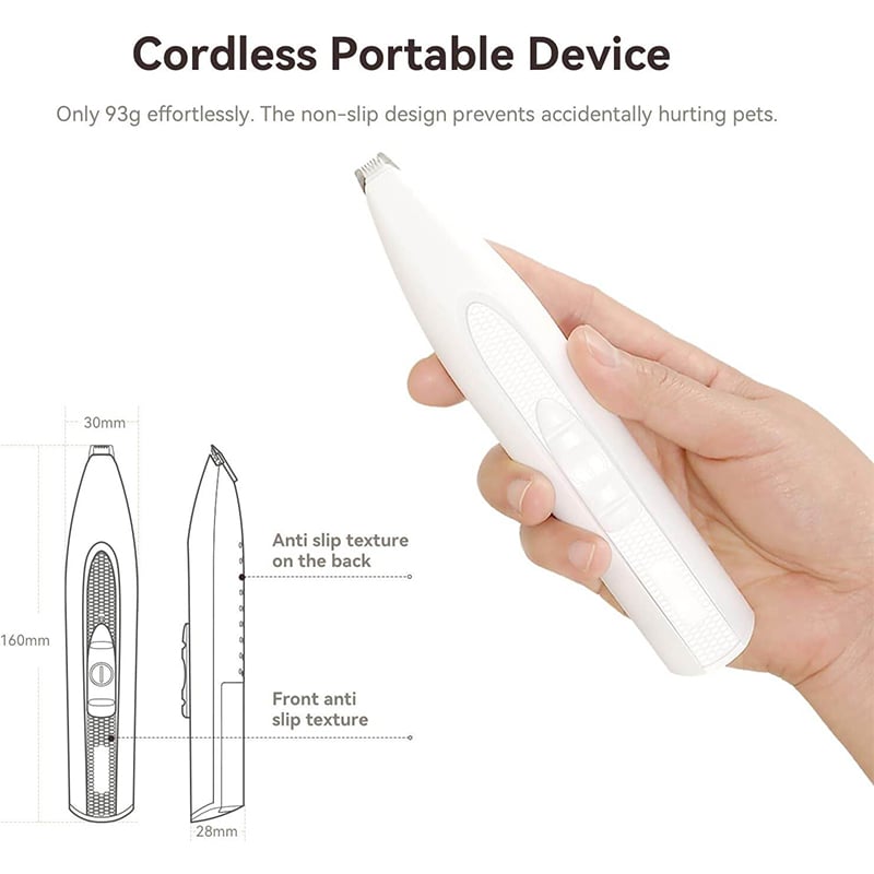 Picture of PAWBBY Dog Paw Trimmer, Dog Clippers for Grooming, Cordless Low Noise Small Pet Hair Shaver Dog Clippers - Dog & Cat, Around Face, Paw Pads, Eyes, Ears, Rump - White