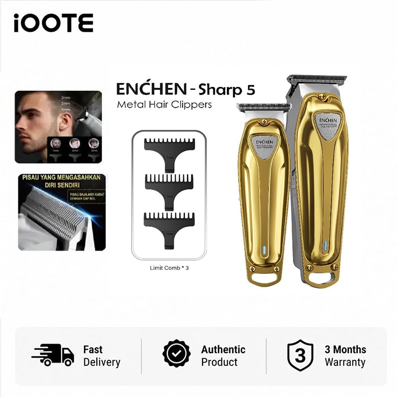 Picture of Xiaomi ENCHEN Sharp 5 Multi-Function Electric Cordless Hair Clipper Men's Trimmer Beard Shaver 150 minutes use 6500RPM 1200mAh battery Metal body | 3 Months Warranty - Black