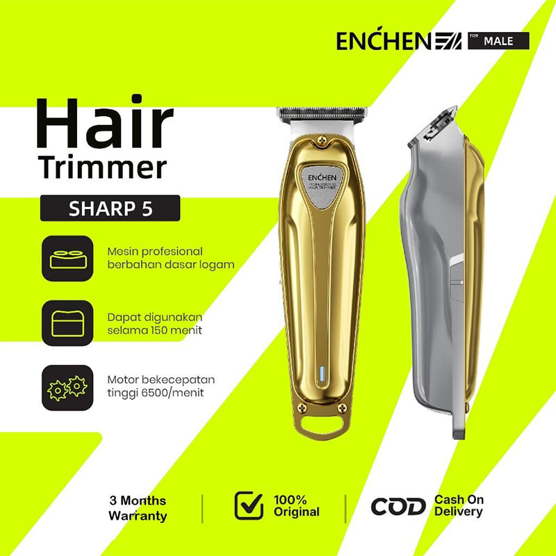 Picture of Xiaomi ENCHEN Sharp 5 Multi-Function Electric Cordless Hair Clipper Men's Trimmer Beard Shaver 150 minutes use 6500RPM 1200mAh battery Metal body | 3 Months Warranty - Black